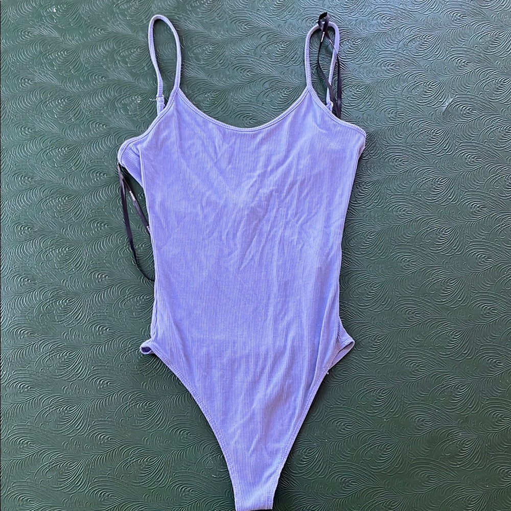 NWT Forever 21 Periwinkle Bodysuit with scoop back and high-cut legs